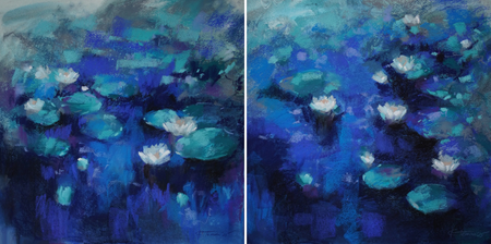 Катя Тетто (Авторская графика - 
                  100 x 50 см) Кувшинки