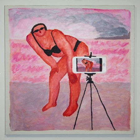 Анна Диал (Картина, живопись - 
                  60 x 60 см) Селфи на пляже