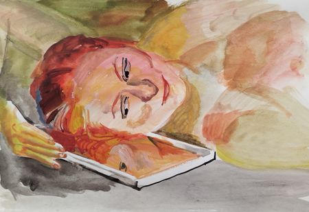 Евгения Крутова (Авторская графика - 
                  40 x 29 см) Обнаженная с зеркалом