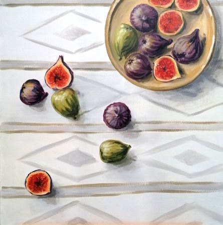 Юлия Куртова (Картина, живопись - 
                  60 x 60 см) Натюрморт с инжиром. Смоква