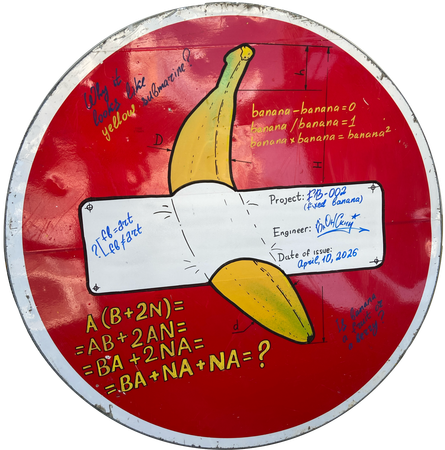 Юрий Блонский (Картина, живопись - 
                  70 x 70 см) Приклееный банан (Fixed banana)