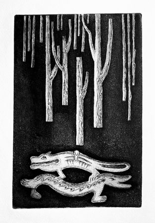 Полина Волкоморова (Графика печатная - 
                  32 x 42 см) Обереги Чудь 1