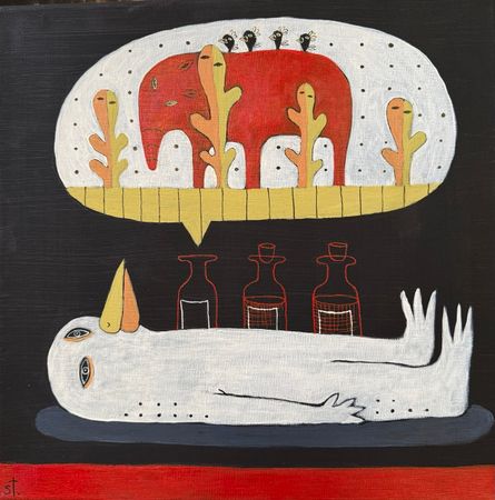 Марина Стараканами (Картина, живопись - 
                  40 x 40 см) Думы о величии