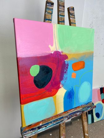 Саша Робинсон (Картина, живопись - 
                  150 x 50 см) Триптих "Абстрактная живопись в ярких тонах"