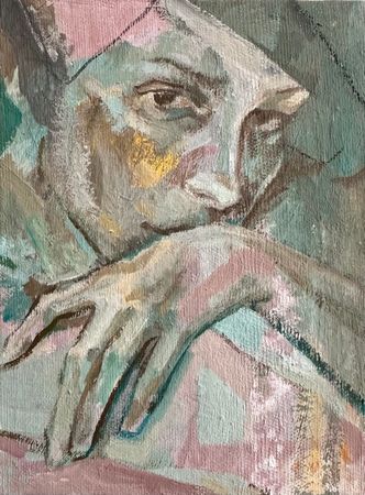 Ева Гец (Картина, живопись - 
                  15 x 20 см) Зелёная скрижаль