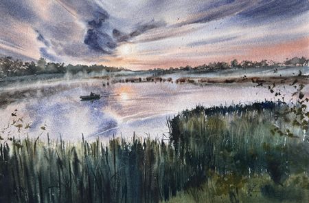 Жанна Губина (Авторская графика - 
                  55.5 x 37.5 см) В объятиях утра