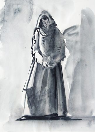 Евгения Крутова (Авторская графика - 
                  21 x 29 см) Девушка в старинном костюме