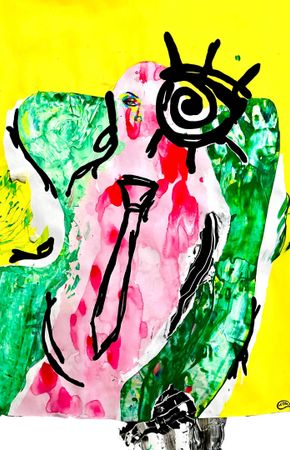 Ева Ланкин (Авторская графика - 
                  84.1 x 118.9 см) На кресле