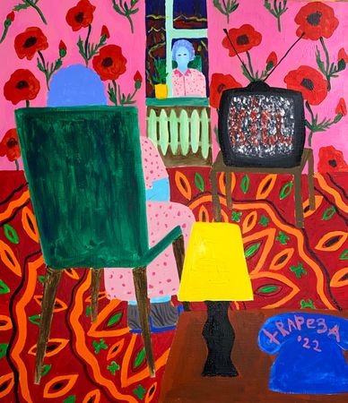 Анастасия Трапезникова (Картина, живопись - 
                  60 x 70 см) THE RUSSIAN GRANNY diptych