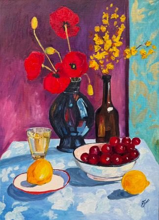 Елена Полищук (Картина, живопись - 
                  50 x 70 см) Натюрморт с маками
