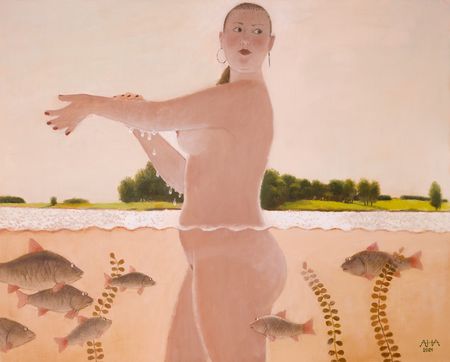 Андрей Аверьянов (Картина, живопись - 
                  100 x 80 см) Без названия (Женщина в озере)