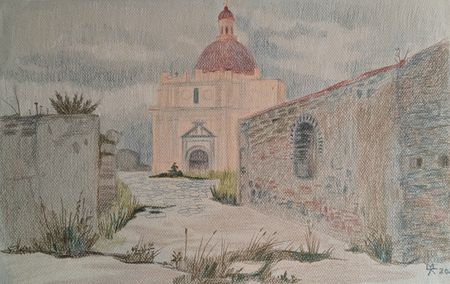Екатерина Маланьина (Авторская графика - 
                  44 x 27.5 см) Дождливый день... в Милаццо!