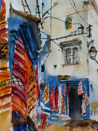 Полина Мотовилова (Авторская графика - 
                  28 x 38 см) Марокканский рынок