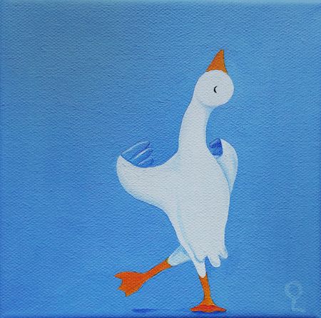 Оливия Лем (Картина, живопись - 
                  15 x 15 см) Гусик танцует