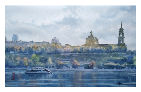 Александр Кормилицын (Авторская графика - 
                  42 x 27 см) Экоходъ: прогулка в сентябре