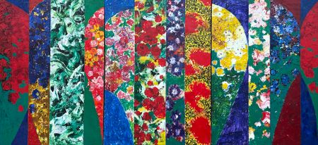 Ёкуб Бекназаров (Картина, живопись - 
                  120 x 80 см) Букет цветов (триптих)