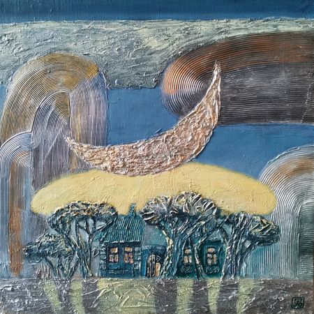 Зарина Абисалова (Картина, живопись - 
                  50 x 50 см) Под покровом луны