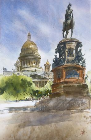 Ольга Дейн (Авторская графика - 
                  38 x 56 см) Питерское лето. День