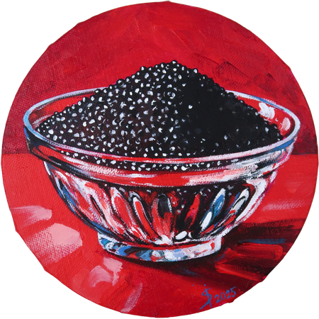 Светлана Искоских (Картина, живопись - 
                  20 x 20 см) Чёрная икра