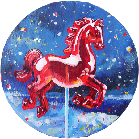 Светлана Искоских (Картина, живопись - 
                  20 x 20 см) Конёк на палочке