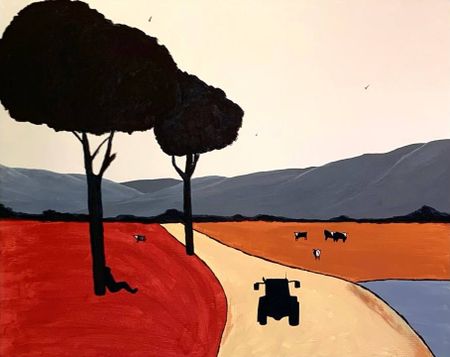 Дарья Иванова (Картина, живопись - 
                  50 x 40 см) Поймай корову, если сможешь