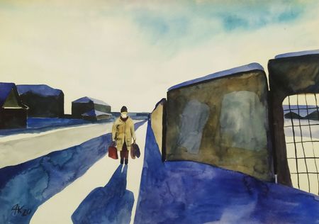 Антон Куприянов (Авторская графика - 
                  60 x 40 см) До ближайшего магазина