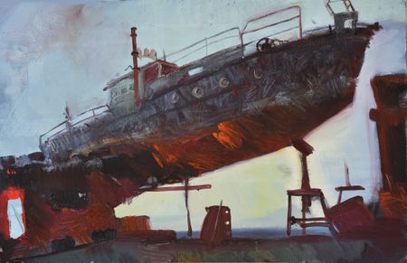 Екатерина Лутохина (Авторская графика - 
                  80.2 x 52.5 см) Заброшенный корабль
