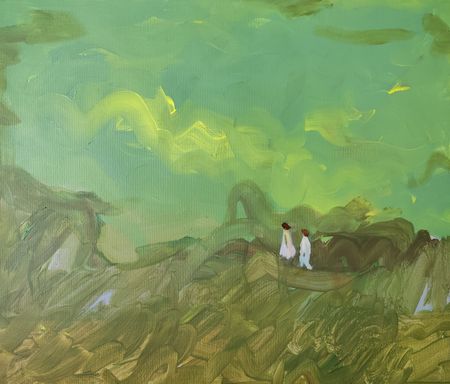 Надежда Прадес (Картина, живопись - 
                  53 x 43 см) Качели