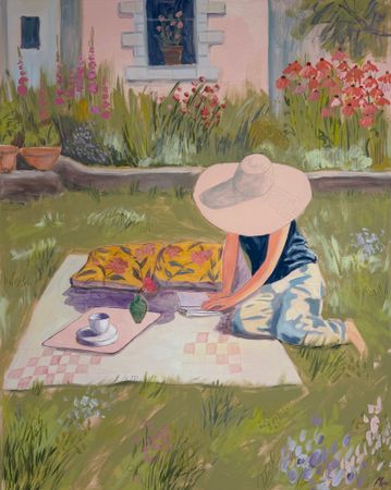 Александра Мато (Картина, живопись - 
                  120 x 150 см) Девушка в саду