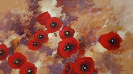 Денис Саунин (Картина, живопись - 
                  90 x 50 см) Маки