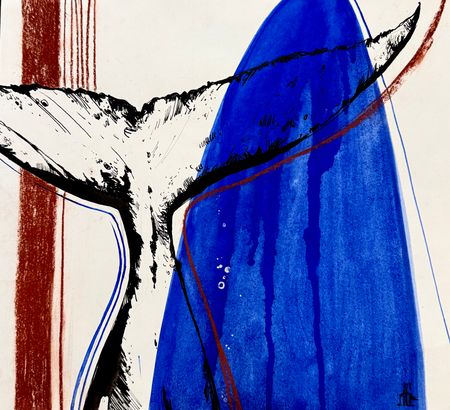 Лиза Бородинова (Авторская графика - 
                  33 x 30 см) Киты в сердце