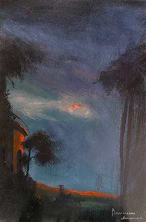 Андрей Алексеенко (Авторская графика - 
                  40 x 60 см) Вечер на дамбе