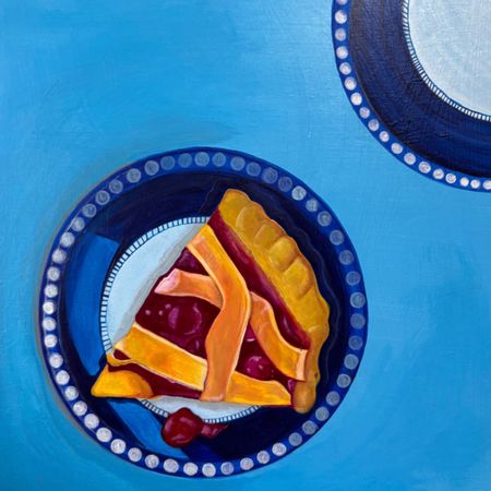 Елена Королева (Авторская графика - 
                  50 x 50 см) Натюрморт с вишневым пирогом