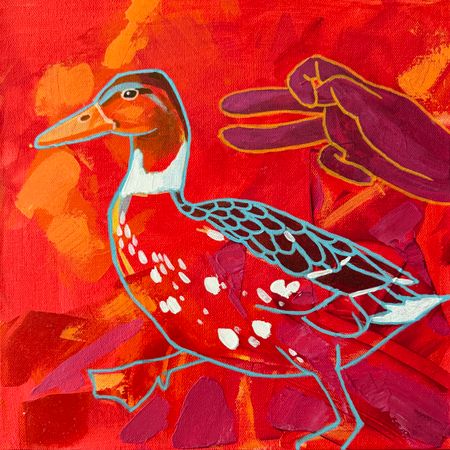 Марина Береснева (Картина, живопись - 
                  30 x 30 см) Красная утка