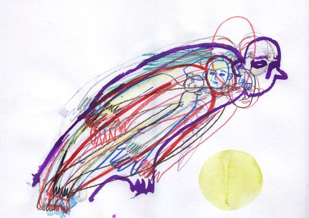 Оля Душкина (Авторская графика - 
                  42 x 29.7 см) Я прохожу одни пути будучи разными людьми