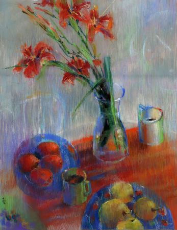 Айгуль Утлякова (Авторская графика - 
                  55 x 70 см) Августа цвет