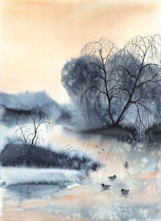 Алла Валежина (Авторская графика - 
                  39 x 43 см) В утреннем тумане