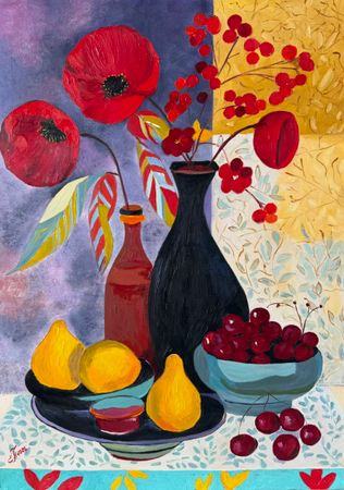 Елена Полищук (Картина, живопись - 
                  50 x 70 см) Багровая элегантность
