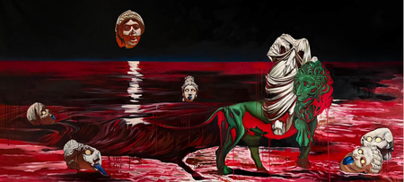 Наталья Гудович (Картина, живопись - 
                  274 x 120 см) Nigredo. Notte Mondiale. Il rapimento di Europa