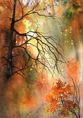 Алла Валежина (Авторская графика - 
                  30 x 42 см) Последний день октября