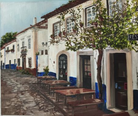 Мила Bezú (Картина, живопись - 
                  30 x 25 см) Greek houses 4