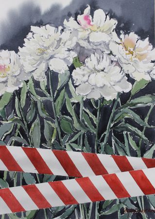 Ирина Петровская (Авторская графика - 
                  30 x 40 см) Пионы