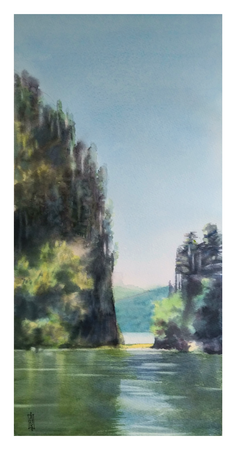 Александр Кормилицын (Авторская графика - 
                  21.5 x 42 см) У мыса Айран