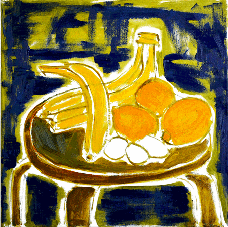 Степан Лысенко (Картина, живопись - 
                  40 x 40 см) Три банана, три лимона, три яйца