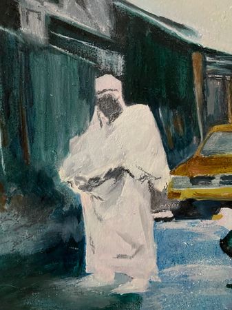 Елена Троянская (Картина, живопись - 
                  30 x 30 см) Ожидание такси