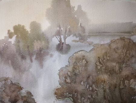 Елена Санина (Авторская графика - 
                  38 x 27 см) Дождь