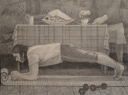 Анастасия Мотина (Авторская графика - 
                  80 x 59 см) Фитнес