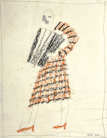 Марсель Ялалов (Авторская графика - 
                  23 x 32 см) Баянистка