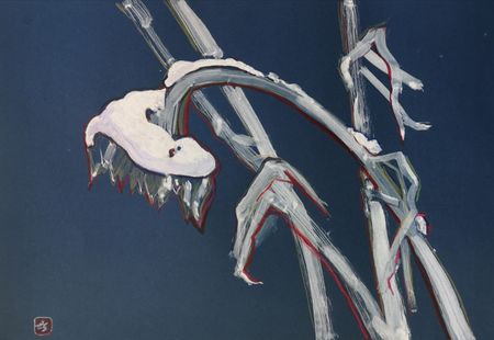 Елена Санина (Авторская графика - 
                  42 x 30 см) Зима. Подсолнухи #2