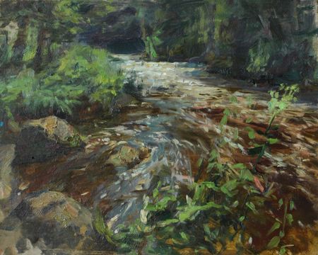 Алина Коршункова (Авторская графика - 
                  25 x 20 см) Бежит река